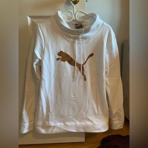 Puma Sweater, Never Worn, White with a Rose Gold Puma